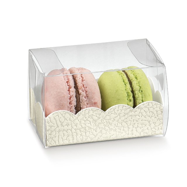 Obrázek produktu SC Krabice na makronky průhledná potisk bílá kůže na 7ks 19x5x5cm, 20x10ks