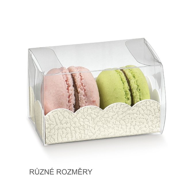 Obrázek produktu SC Krabička na makronky průhledná potisk bílá kůže na 3ks 8x5x5cm, 20x10ks