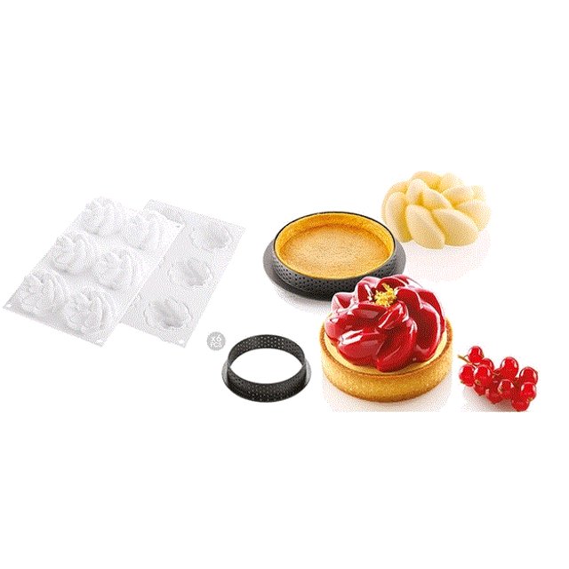 Obrázek produktu SIL SADA FORMA SILIKON KIT TARTE RING FLEUR pr.80mm (forma + 6 ráfků)