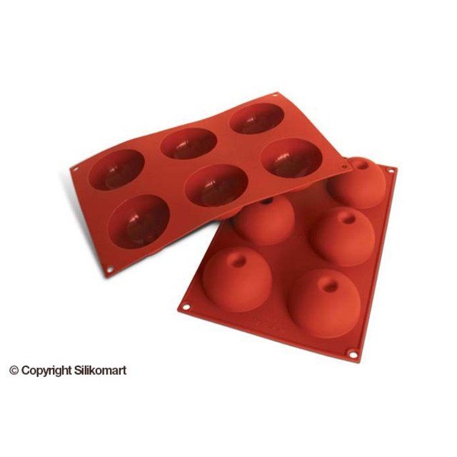 Obrázek produktu SIL FORMA SILIKON terakota - POLOKOULE S DŮLKEM pr.75mm v.40mm 115ml 6ks