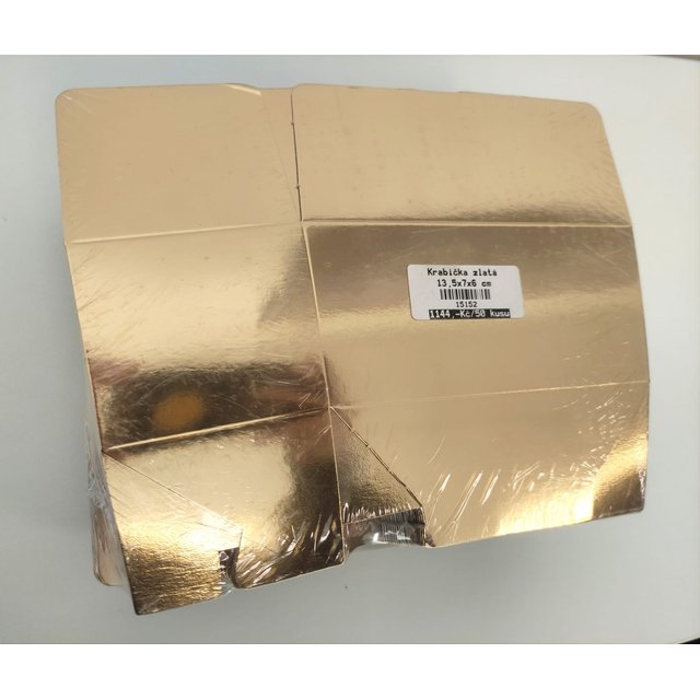 Obrázek produktu Krabička zákus. 13,5x7x6 cm zlatá 50 ks - DOPRODEJ