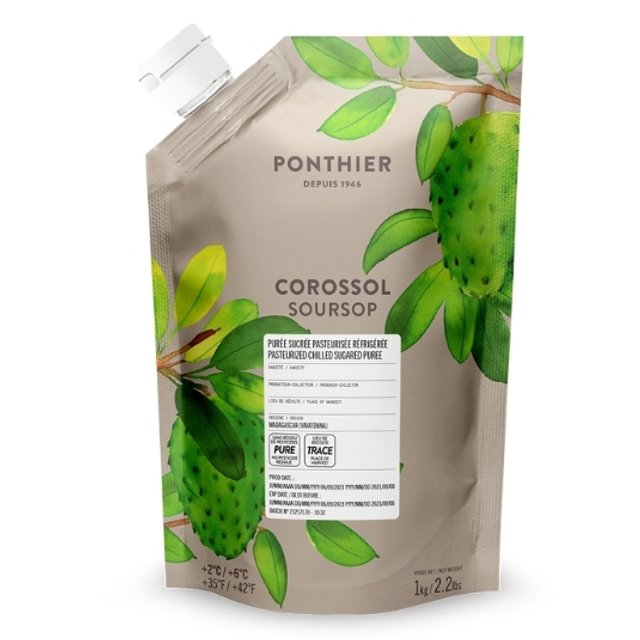 Obrázek produktu PONTHIER PYRÉ graviola (Soursop) chlazené 6x1kg - ZVÝHODNĚNÁ CENA-SLEVA 25%-EXP.08/25