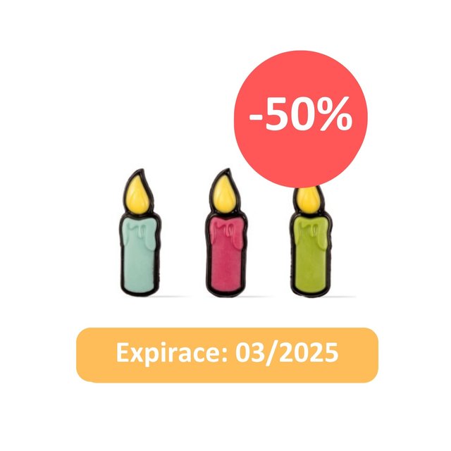 Obrázek produktu DOBLA Dekor barevné svíčky (comic candle)4,5x1,5m 180ks - EXP.03/25 - ZVÝHODNĚNÁ CENA - SLEVA 50%